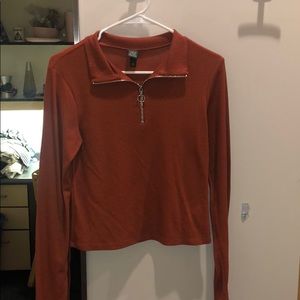 ORANGE THERMAL LONG SLEEVE WITH CIRCLE ZIPPER